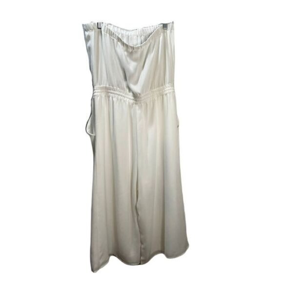 Naked Zebra Womens Ivory Sleeveless Jumpsuit With Button Front & Drawstring Wais - Picture 2 of 6